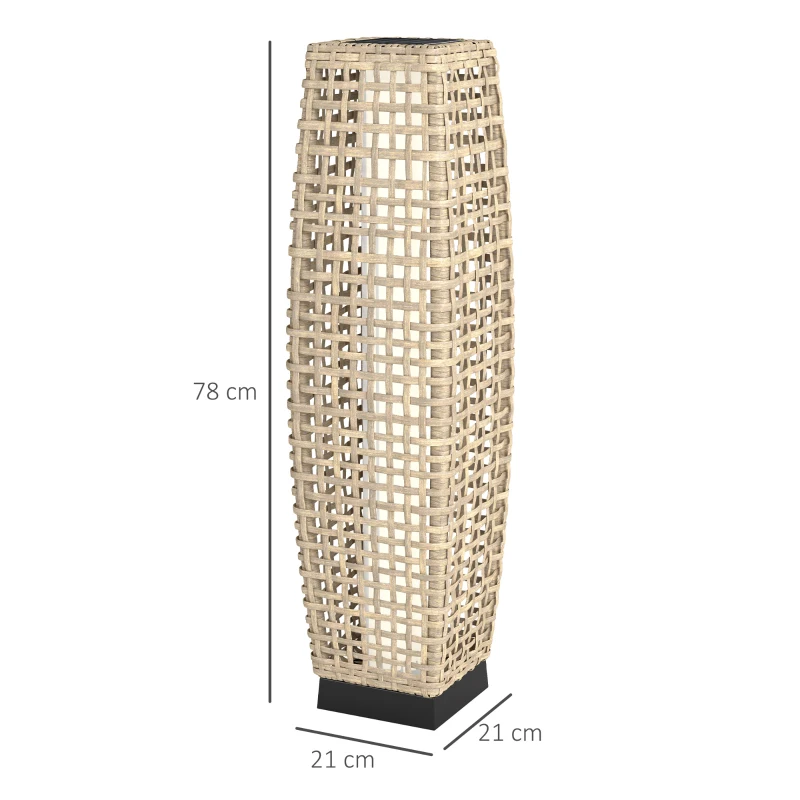 Outsunny Solar Stehlampe Rattan Solarlampen mit Lichtsensor Automatische LED Solarleuchte im Boho-Stil IP44 Wasserdicht