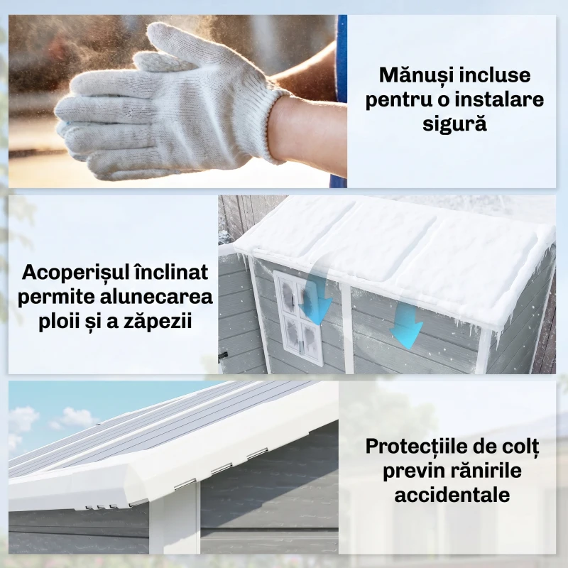 Outsunny Magazie de Grădină din Rășină cu Podea, Ușă Blocabilă și Fereastră, 1,3 x 1,8 m, Gri(m-7)