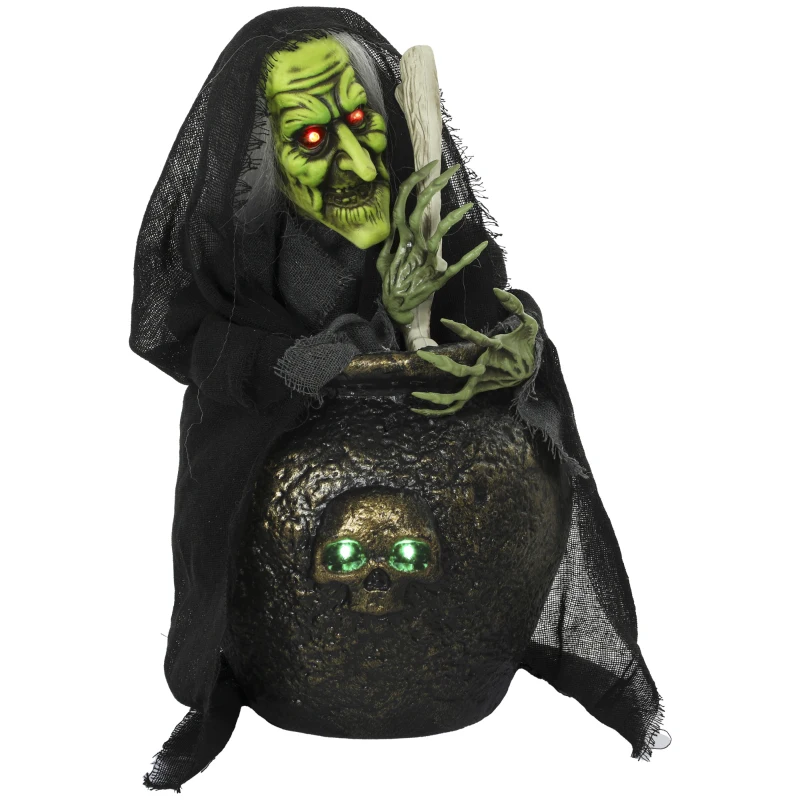 HOMCOM Geanimeerde Halloween-tafelheks met lachgeluid, verlichte ogen en geluid-/aanraakactivatie