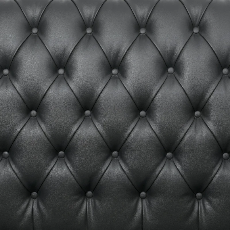 HOMCOM Fotoliu Stil Chesterfield din Piele Ecologică PU cu Picioare din Lemn, Negru