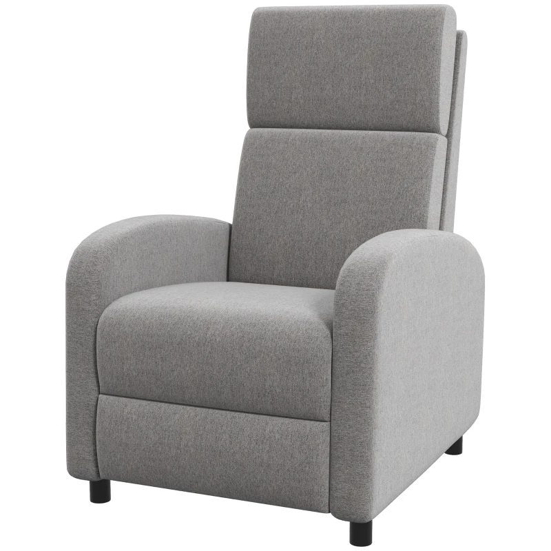 HOMCOM Sillón Relax Reclinable hasta 160° Sofá Reclinable Moderno con Reposapiés Soporta hasta 120 kg 64x86x102 cm Gris