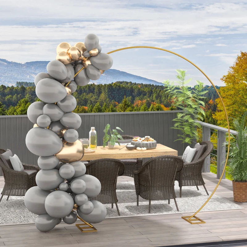 Outsunny Arco da Giardino in Acciaio, Archetto Nuziale per Palloncini e Piante Rampicanti per Cerimonie, Compleanni ed Eventi, Oro