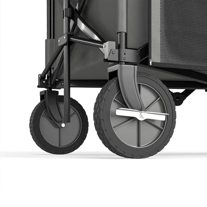 Outsunny Garden Trolley, Cargo Traile on Wheels, Folding Collapsible Camping Trolley, Outdoor Utility Wagon, Dark Grey