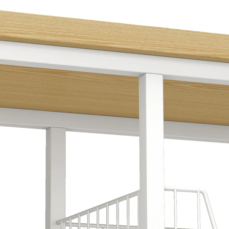 HOMCOM Estante de arrumação de cozinha com cestos deslizantes e armário, suporte para micro-ondas, 100 x 35 x 80 cm, branco
