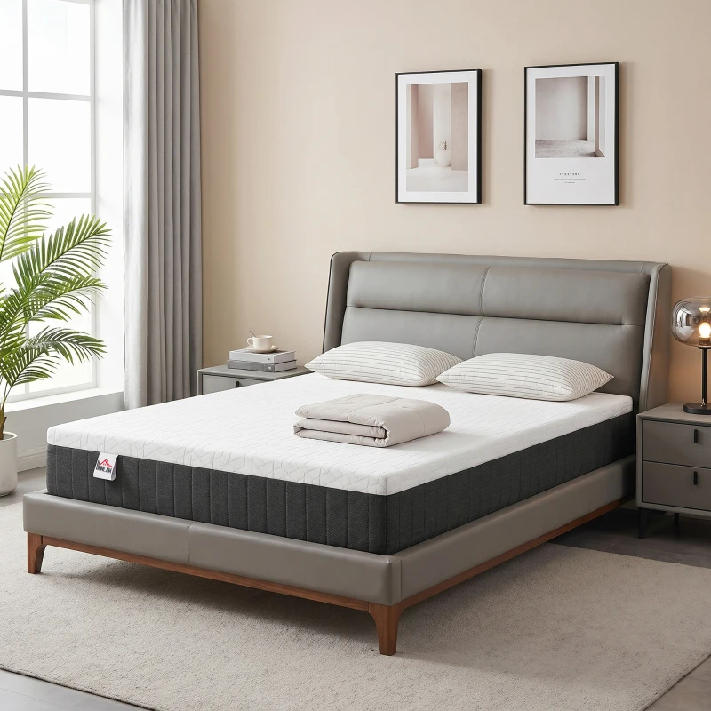 HOMCOM Colchón 190x135 cm Grosor 25 cm Colchón Viscoelástico de Muelles Ensacados de 7 Zonas Firmeza Media Funda Lavable