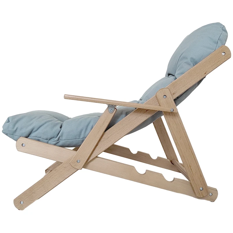 HOMCOM Akzentsessel, Relaxsessel, verstellbare Rückenlehne, Buchenholzrahmen, bis 120 kg, Hellgrau