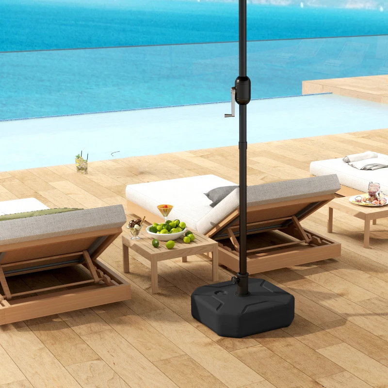 Outsunny Base para Sombrilla Cuadrada Soporte de Parasol de Postes Ø38 mm Ø48 mm Rellenable de Arena 25 kg o Agua 20 kg Negro