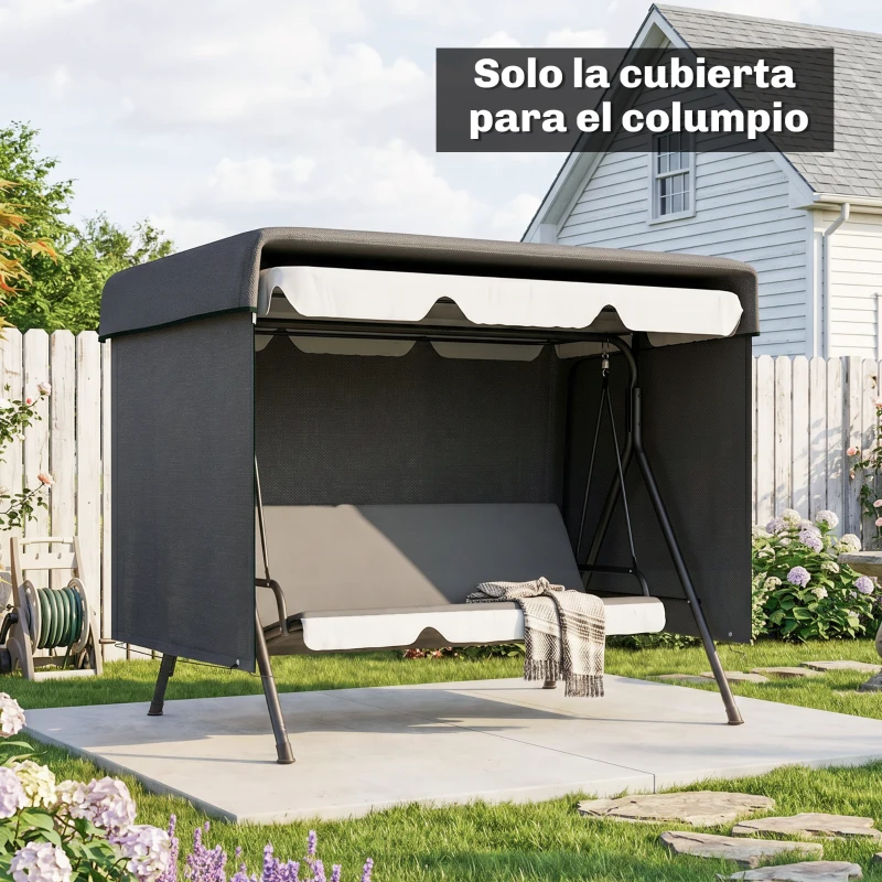 Outsunny Funda Protectora Impermeable para Balancín de Jardín 3 Plazas con Cremallera Antipolvo y Antiviento 215x155x150 cm