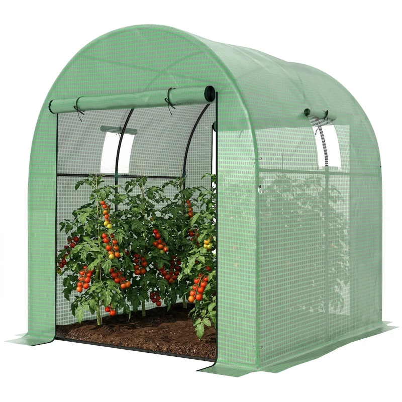 Outsunny 180 x 180cm Walk-In Polytunnel Greenhouse - Green