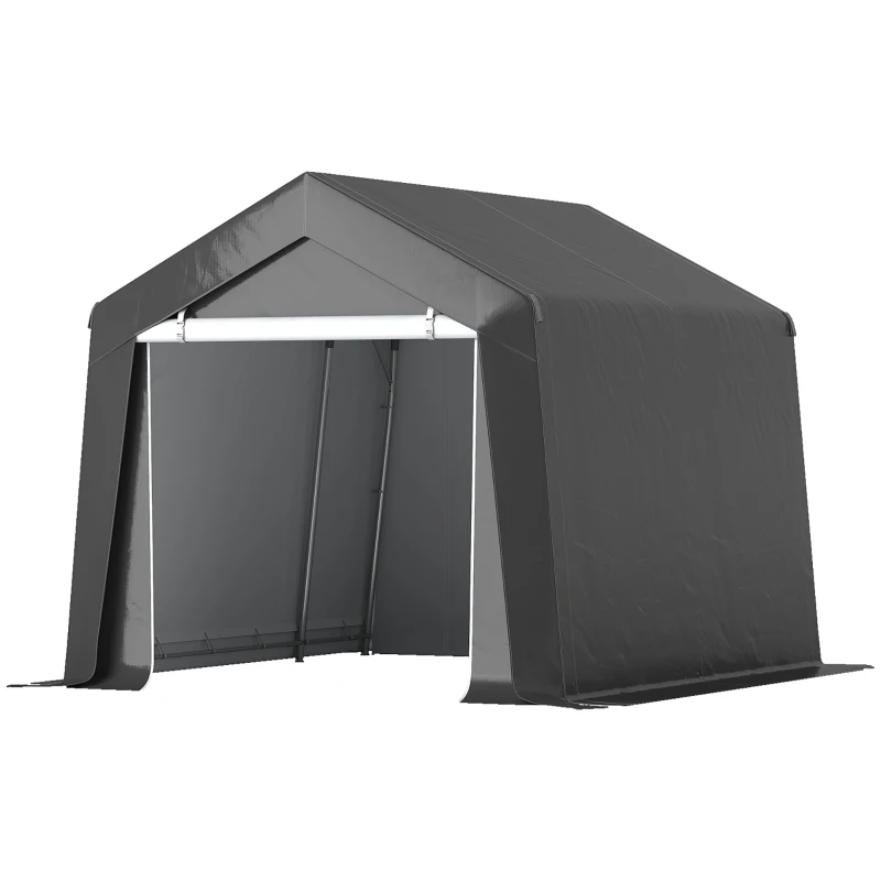 Outsunny Carport Zeltgarage 3x3 m Wasserdicht Garagenzelt mit Rolltür Belüftungsfenster Verlängerte Kanten Dunkelgrau