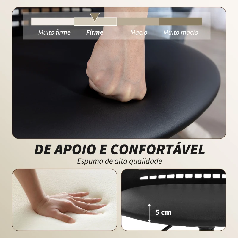HOMCOM Cadeira de Escritório sem Braços Cadeira de Secretária Giratória em Malha com Encosto Vazado Ajustável 43x42x74-86 cm Pr