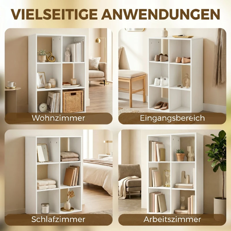HOMCOM Bücherregal Standregal mit 3 Ebenen Schmal Regal mit Kippschutz Aufbewahrungsregal für Wohnzimmer Schlafzimmer Büro Weiß