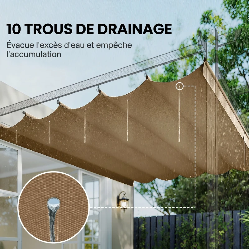 Outsunny Toile de Toit pour Pergola Tonnelle Rétractable de 3 x 3 m - Toile Uniquement 250 x 255 cm, Ecru