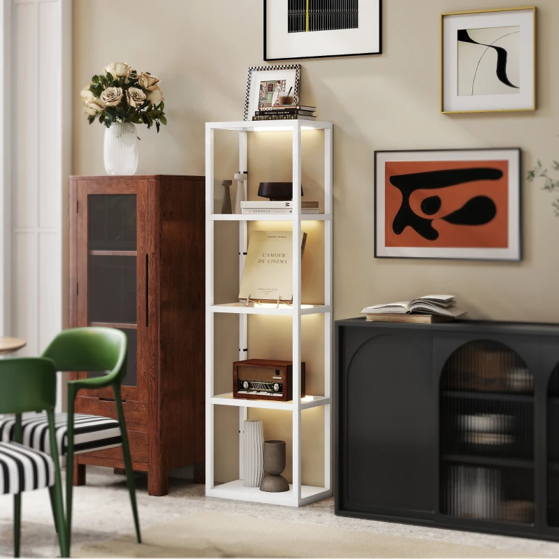 HOMCOM Four-Shelf Floor Lamp - White