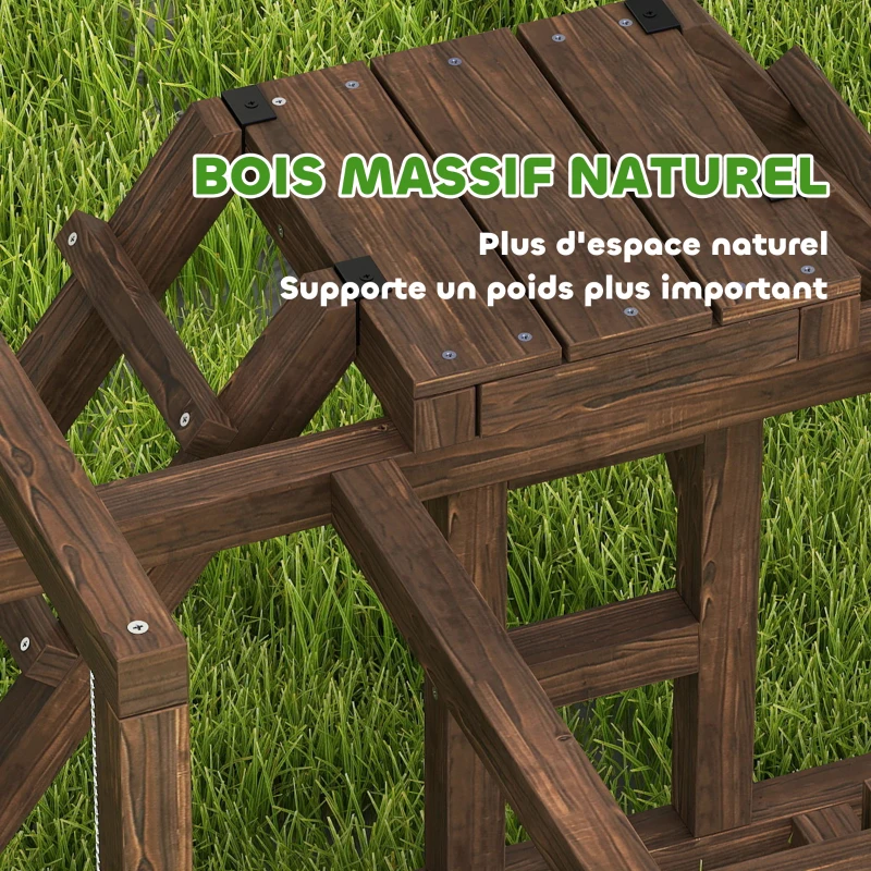 PawHut Aire de jeux en bois, Perchoir en bois pour poule, avec balançoire, échelle, plateformes, 82 x 60 x 55 cm, marron