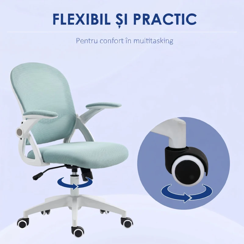Vinsetto Scaun de Birou Ergonomic cu Spătar din Plasă și Înălțime Reglabilă, 65.5x61.5x88-97.5 cm, Albastru