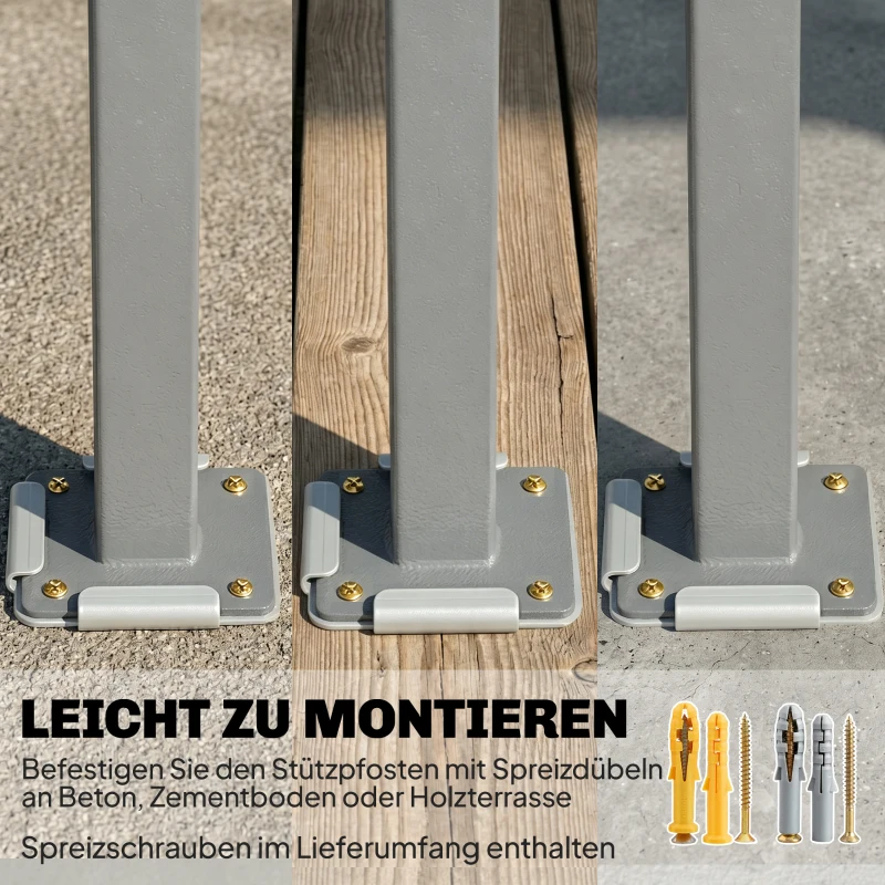 Outsunny Ausziehbare Seitenmarkise, Sichtschutz für Außenbereiche, Wasserabweisend, UV 50+, 420 x 185 cm, Dunkelgrau