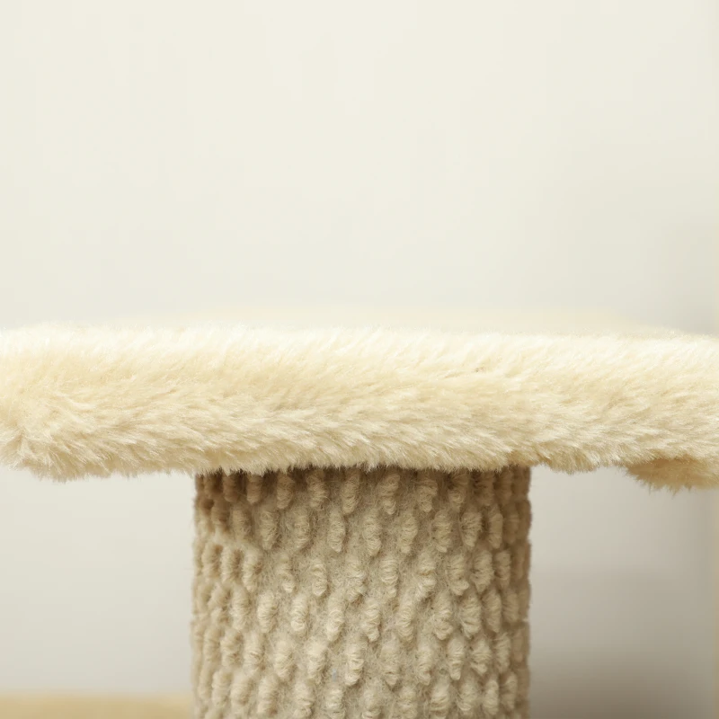 PawHut 4-step Pet Stairs with Scratching Posts, Platforms, Toy Ball, Beige