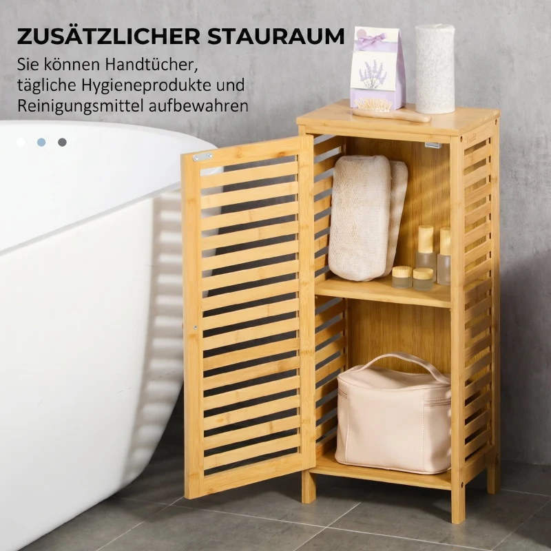 kleankin Dulap de Baie din Bambus cu Raft Interior Reglabil, 30x19,9x70 cm, Culoare Lemn