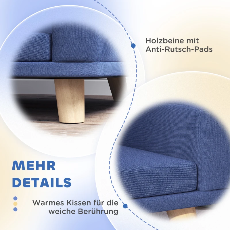 PawHut Hundebett Hundesofa Haustiersofa, Eukolyptusholz, 98 x 67 x 25 cm, Blau