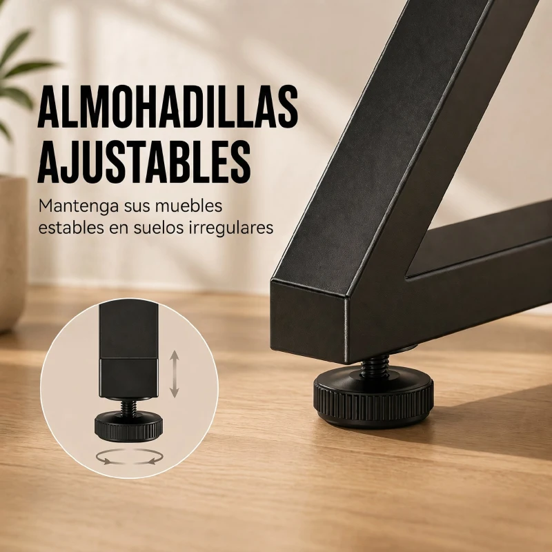 HOMCOM Juego de 2 Patas de Mesa de Acero en Forma de X para Muebles Industriales con Almohadillas Ajustables y Tornillos Negro