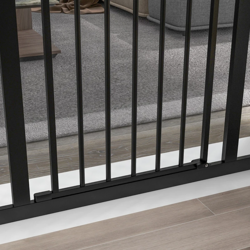 PawHut Barrera para Perros con Ancho Ajustable 74-100 cm Barrera de Seguridad para Perros con 2 Extensiones Negro