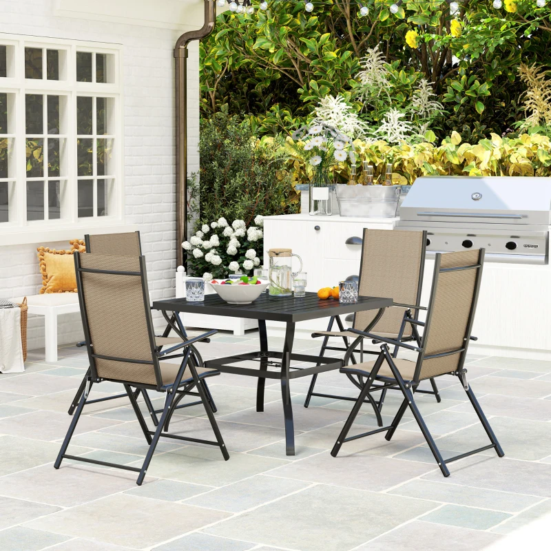 Outsunny Five-Piece Steel Frame Patio Set - Khaki/Black