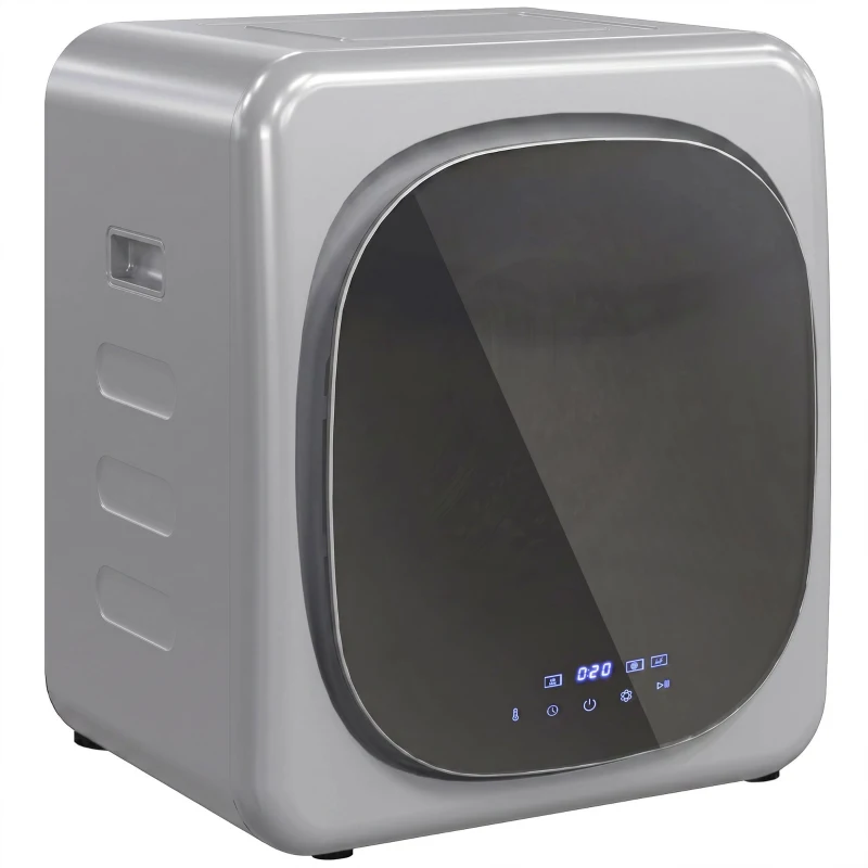 HOMCOM Uscător de Rufe cu Capacitate de 2.5kg, cu Temporizator, Încărcare Frontală, Argintiu