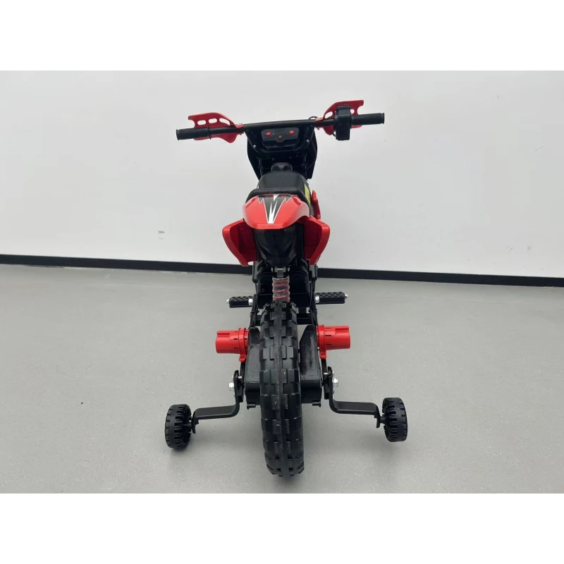 AIYAPLAY Motocicletă Electrică Copii 12V cu 2 Roți Ajutătoare Detașabile, 2 Motoare, Suspensie Spate, Muzică, 3 km/h, 3-6 Ani, Roșu