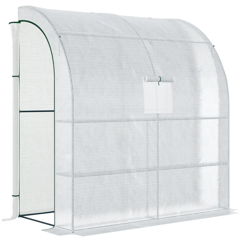 Outsunny Invernadero de Exterior con Ventanas Estantes de 3 Niveles Puerta con Cremallera y Marco de Acero 200x100x215 cm Blanco