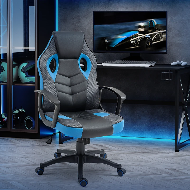 Vinsetto Sedia da Gaming Poltrona da Ufficio Girevole con Rotelle in Similpelle