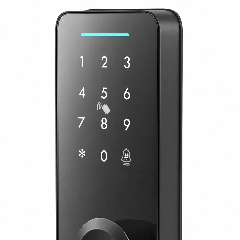 HOMCOM Smart Door Lock, 5-in-1 (Fingerprint/Passcode/Bluetooth APP/NFC Card/Key), Built-in Doorbell, Keyless Electronic Lock