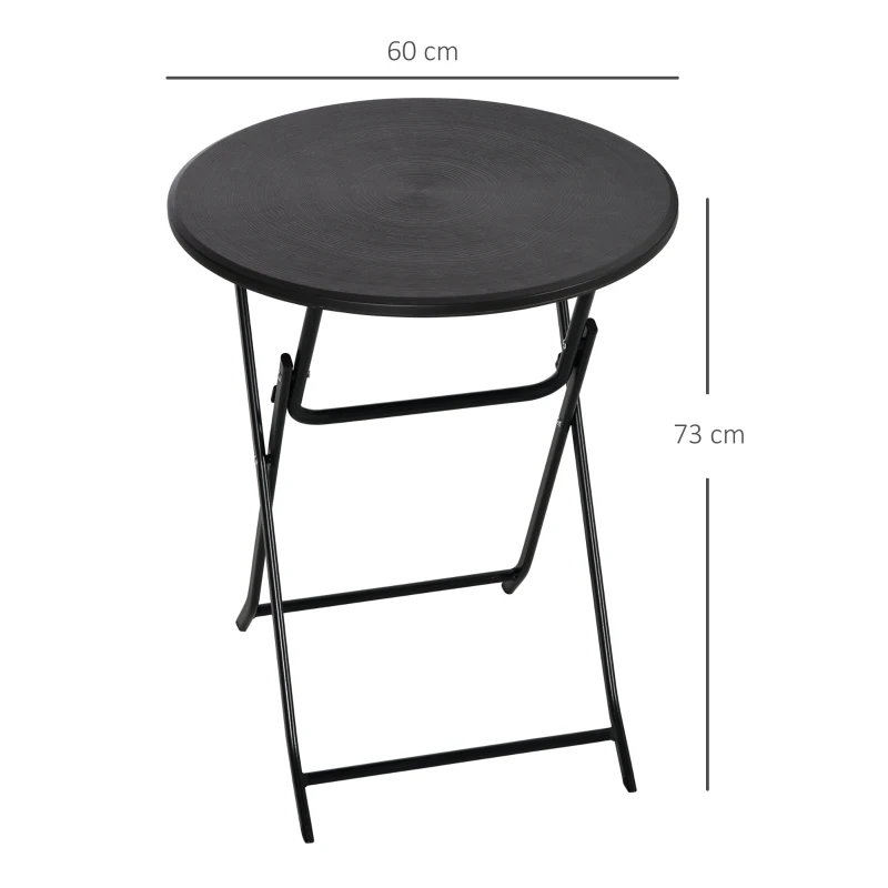 Outsunny Masă de Grădină Rotundă și Pliabilă din Oțel și HDPE, Ø60x73 cm, Gri Închis