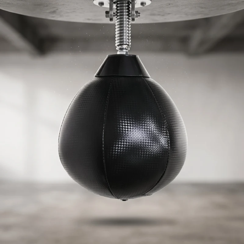 HOMCOM Speed Bag montabilă pe perete pentru box și MMA, cu înălțime reglabilă și suport, din oțel și PU, 79x72x20 cm, neagră