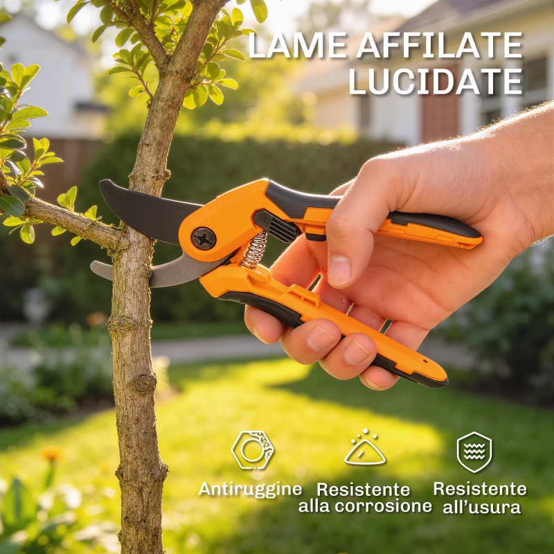 Outsunny Set da Giardinaggio 4 Pezzi con Cesoie, Troncarami, Forbici da Potatura e Seghetto Pieghevole