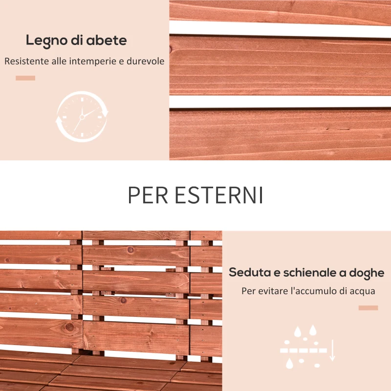 Outsunny Panchina Esterni Legno Abete 2/3 Posti, Convertibile 160x68x92cm