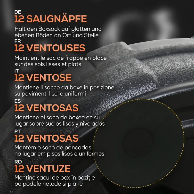 SPORTNOW Punching Ball de Podea cu Bază Umplubilă și Ventuze, Înălțime Reglabilă de la 147-165 cm, Negru
