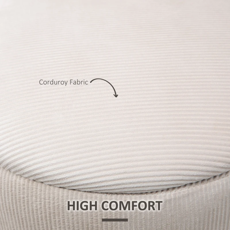 HOMCOM Set of 2 Round Ottoman with Storage, Fabric Vanity Stool for Makeup, Footrest Stool with Removable Lid for Living Room & Bedroom, Cream White