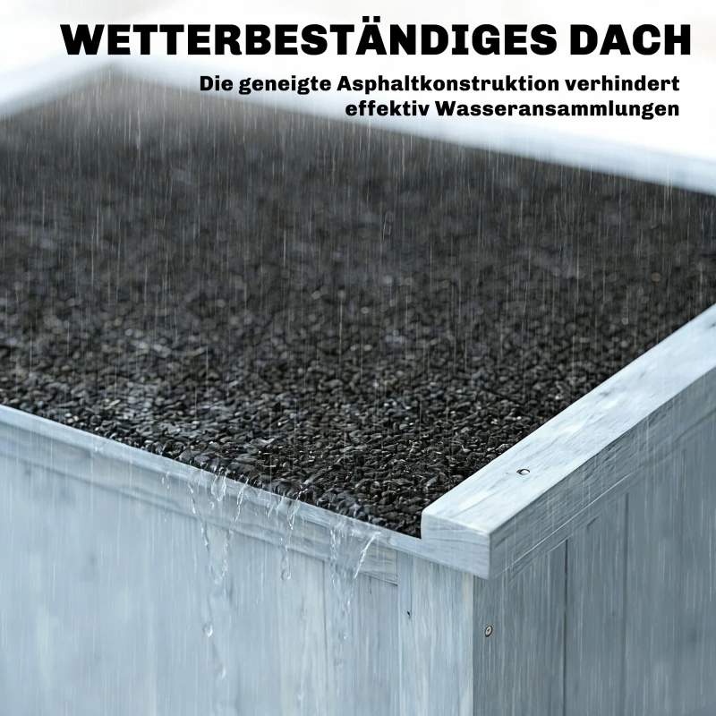 Outsunny Gartenschrank Holz wetterfest Geräteschuppen mit Doppeltür Magnetverschluss für Garten Terrrasse 85 x 54 x 170 cm Grau