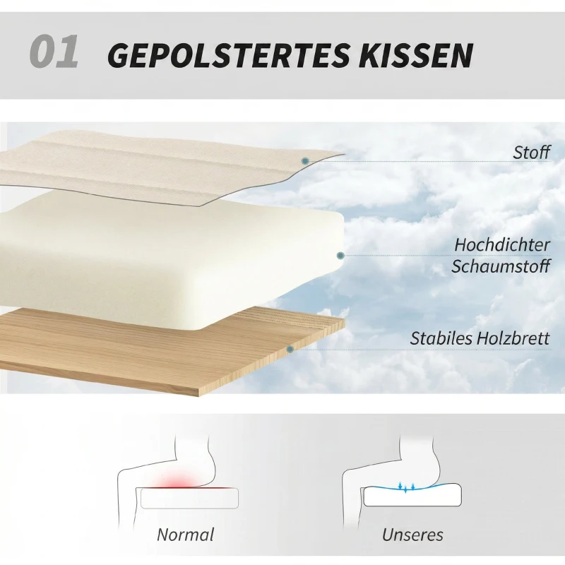 HOMCOM Homeoffice Stuhl höhenverstellbar Drehstuhl mit Leinenoptik Schneidersitz-Stuhl bis 120 kg belastbar, Cremeweiß