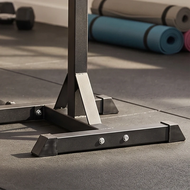 HOMCOM Set 2 Rack Porta Bilanciere in Acciaio, 2 Ganci con Altezza Regolabile, Capacità 150kg, 55x57x105-170cm, Nero