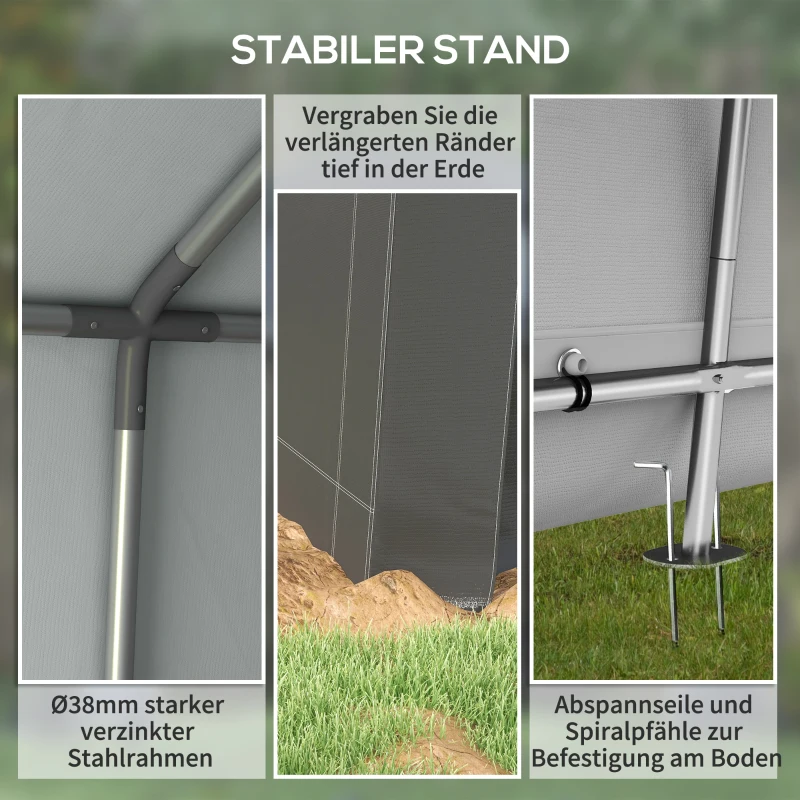 Outsunny Carport Zeltgarage 3x3 m Wasserdicht Garagenzelt mit Rolltür Belüftungsfenster Verlängerte Kanten Dunkelgrau