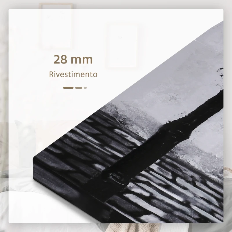 HOMCOM Stampa su Tela con Bambina, 80x40cm, 5 Pezzi per Casa e Ufficio, Tela in Legno di Pino e Vernice ad Acqua, Nero Bianco Rosso