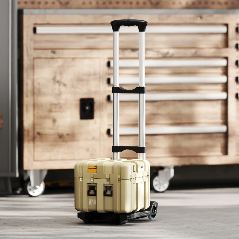 HOMCOM Carrello Portapacchi Pieghevole da 40 kg con 2 Cinghie, Maniglia Telescopica, Alluminio e Plastica, Nero