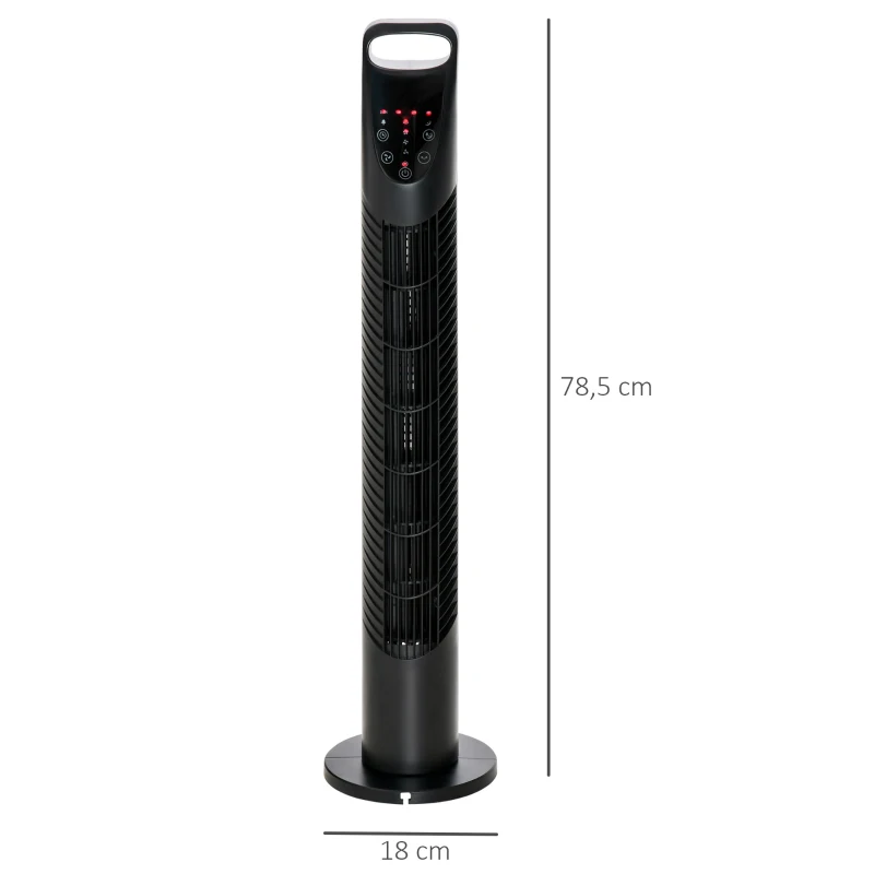 HOMCOM Turmventilator, 3 Modi, leiser Betrieb, Timer, Fernbedienung, 18x78,5cm, Schwarz