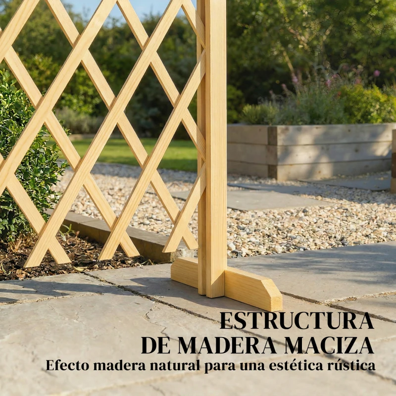 Outsunny Set de 2 Paneles de Vallas de Jardín Exterior Extensibles de Madera para Decoración Terraza 180x30x103 cm Natural