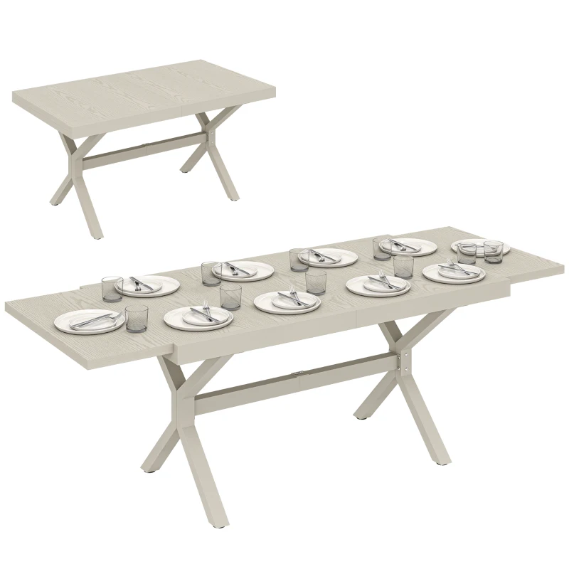 Outsunny Masă Extensibilă de Grădină pentru 8-10 Persoane, din Aluminiu și Oțel, 154/214x85x73 cm, Gri