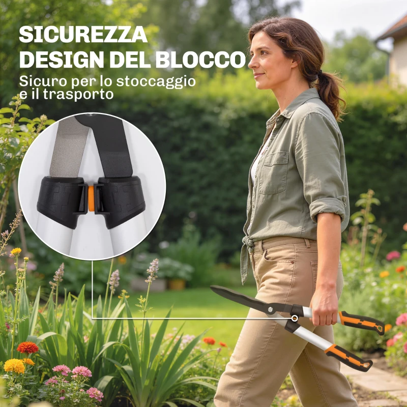 Outsunny Set da Giardinaggio 4 Pezzi con Cesoie, Troncarami, Forbici da Potatura e Seghetto Pieghevole