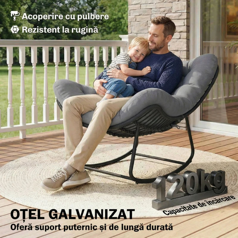 Outsunny Balansoar Boho cu Pernă Moale Gri Închis