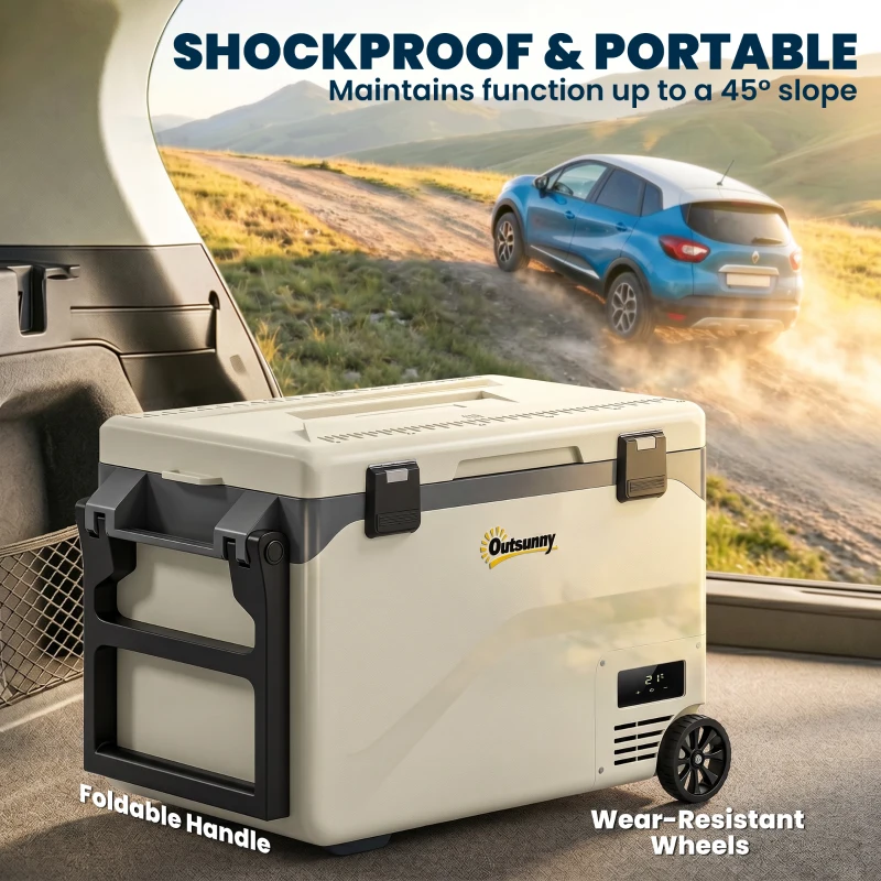 Outsunny 42.5L Compressor Car Fridge Freezer, Camping Refrigerator with App Control, 20℃-20℃